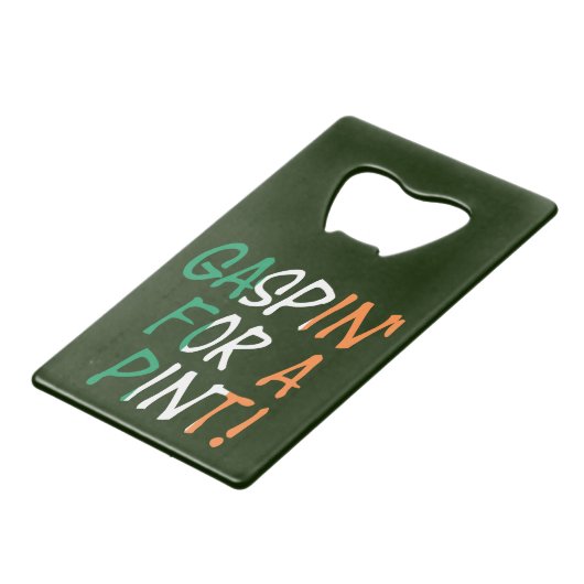 Gaspin Voor Een Pint Overlay Bot Creditkaart Flessenopener (Voorkant Gekanteld)