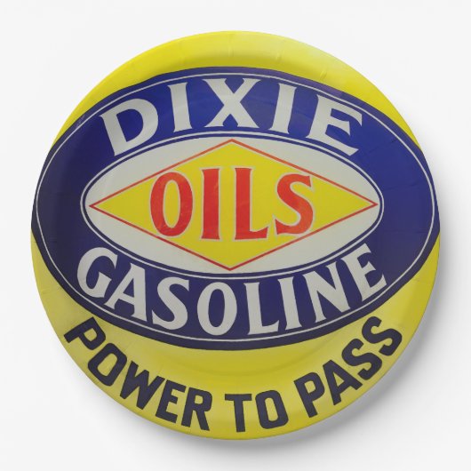  gaspomp Dixie-olie Gasoline warmloopera Papieren Bordje (Voorkant)