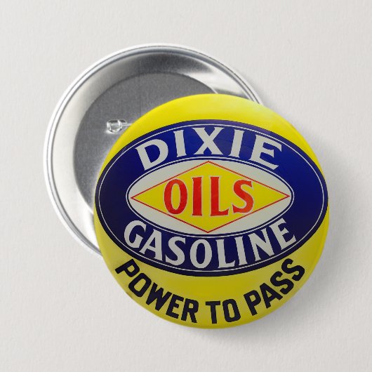 gaspomp Dixie-olie Gasoline warmloopera Ronde Button 7,6 Cm (Voorkant /achterkant)