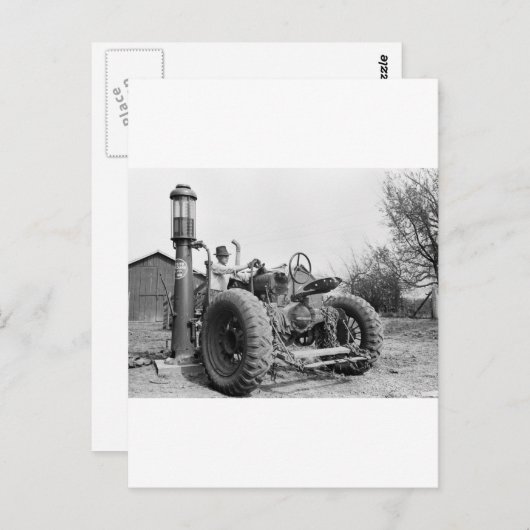  gaspomp op het Boerderij, 1940 Briefkaart (Voorkant / Achterkant)