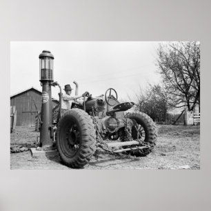 gaspomp op het Boerderij, 1940 Poster