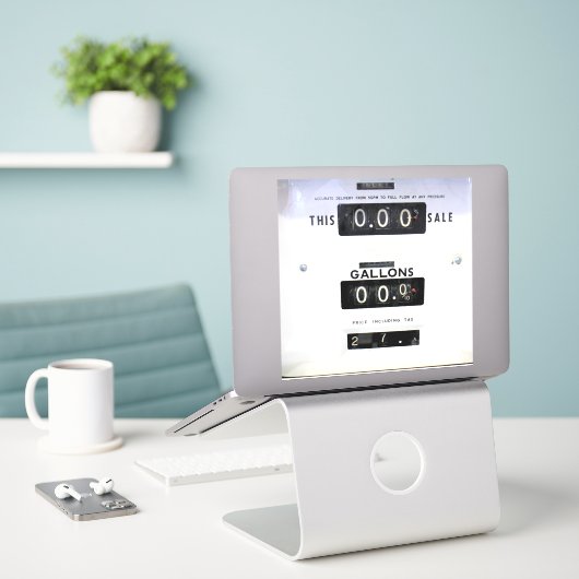  gaspompvlak sticker (Laptop op bureau)