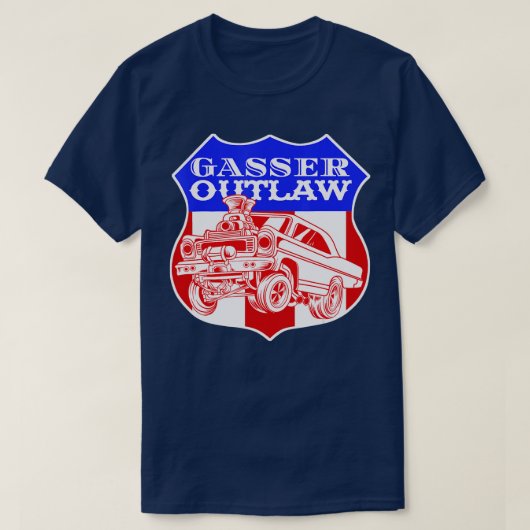 Gasser Outlaw Klasse  Sleepracewagen T-shirt (Design voorkant)