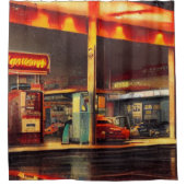 Gasstation 1950s - Schuifgordijn Douchegordijn (Voorkant)
