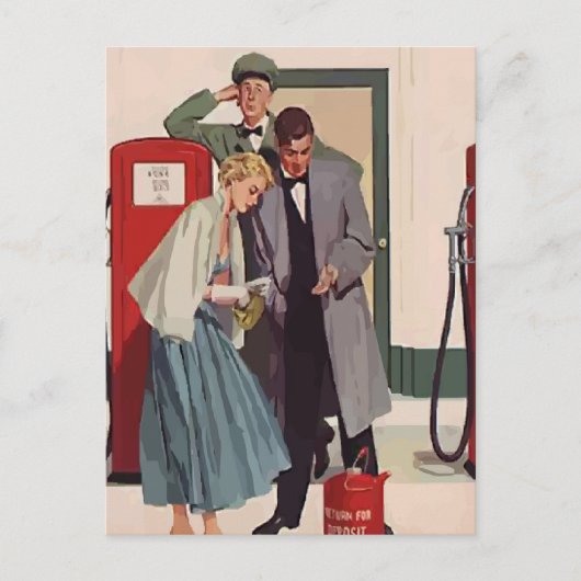  gasstation briefkaart (Voorkant)