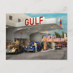 Gasstation - De grote amerikaanse reis 1939 Briefkaart