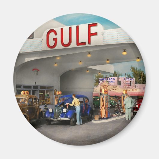 Gasstation - De grote amerikaanse reis 1939 Magneet (Voorkant)