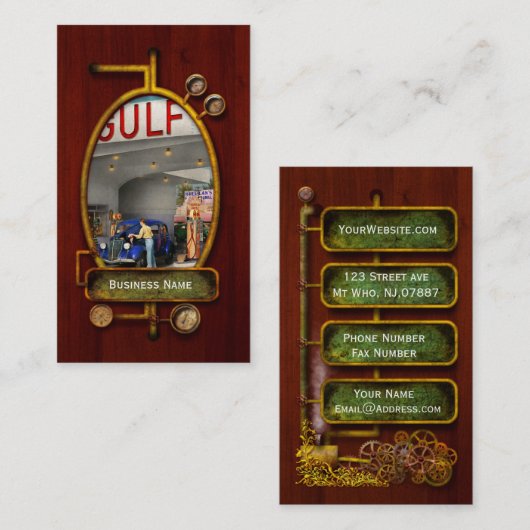 Gasstation - De grote amerikaanse reis 1939 Visitekaartje (Voorkant / Achterkant)