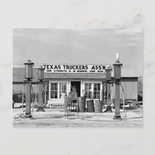 Gasstation - Edcouch, Texas: 1939 Briefkaart (Voorkant)