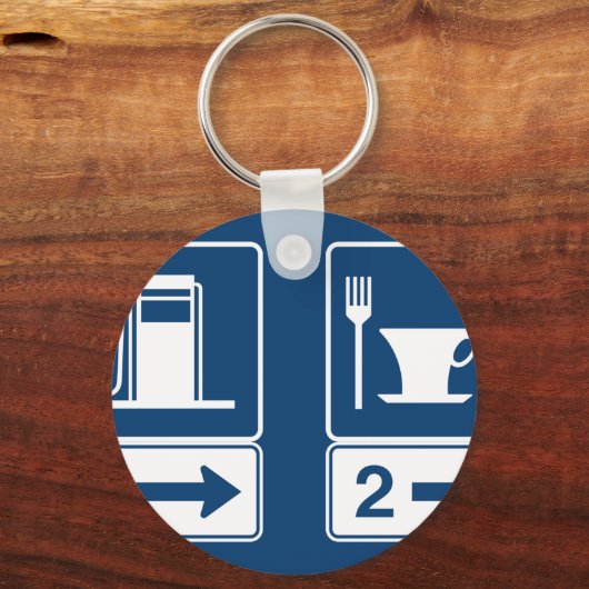 Gasstation en Diner Road Sign Sleutelhanger (Voorkant)