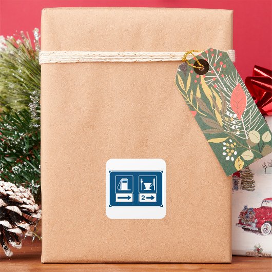 Gasstation en Diner Road Sign Vierkante Sticker