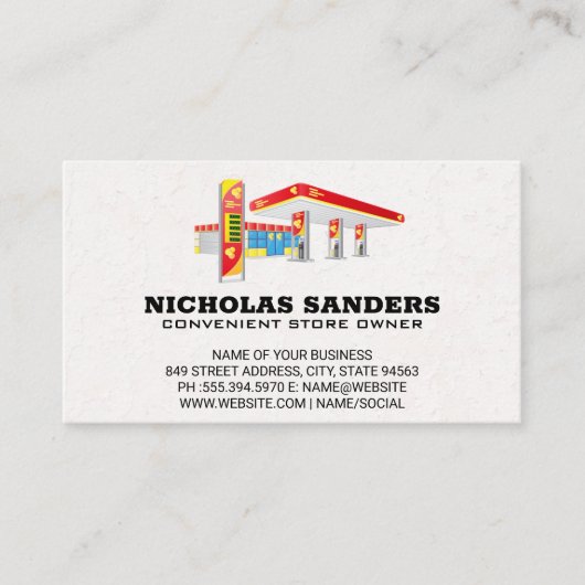Gasstation | Handige winkel Visitekaartje (Voorkant)