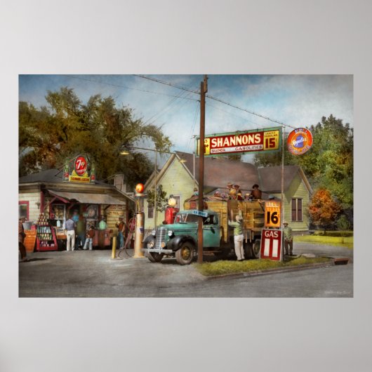 Gasstation - Shannon's superbenzine 1939 Poster (Voorkant)