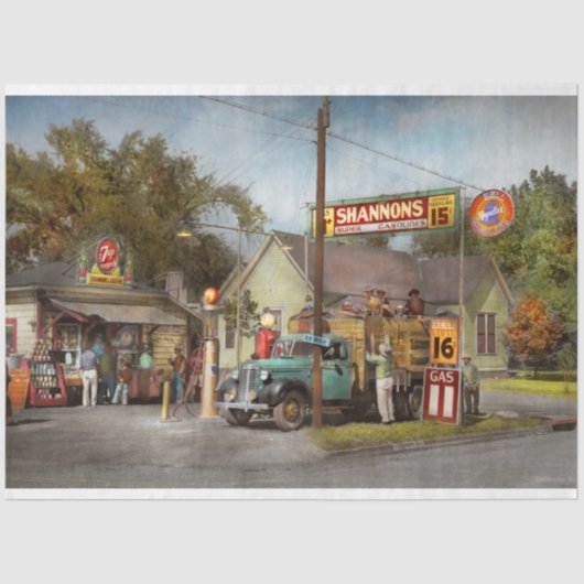Gasstation - Shannon's superbenzine 1939 Tissuepapier (Voorkant)