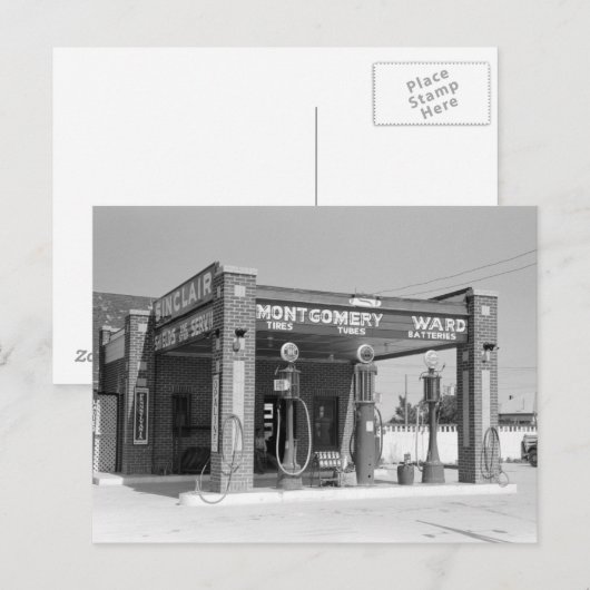 Gasstation Sinclair, 1939 Briefkaart (Voorkant / Achterkant)