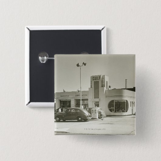 Gasstation Vierkante Button 5,1 Cm (Voorkant /achterkant)