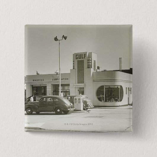 Gasstation Vierkante Button 5,1 Cm (Voorkant)