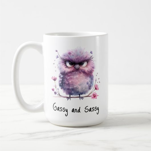 Gassy en Sassy Paarse Grumpy Bird Koffiemok (Links)