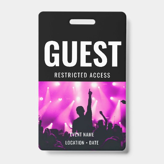 Gast Aangepaste Naam All Access Pas ConcertPersone Badge (Voorzijde)