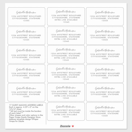 Gast Adresetiket Eenvoudige moderne kalligrafie Sticker (Vel)