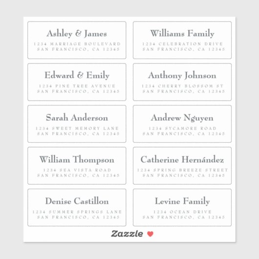 Gast Adresetiketten: BESTEL OP 8" of 6" Sticker (Vel)