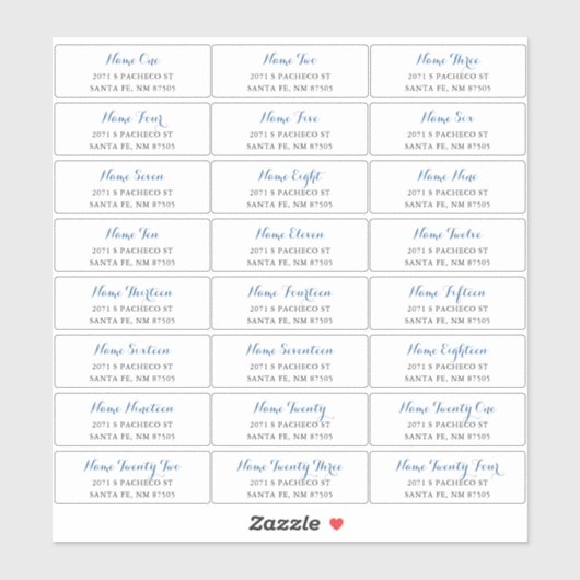 Gast Adresetiketten met blauw Manuscript Sticker (Vel)