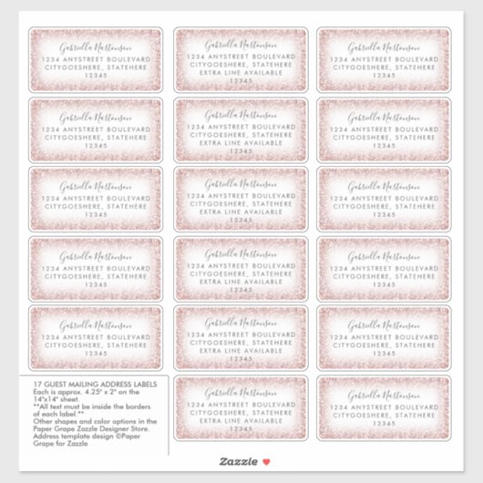 Gast Adresetiketten Roos Goud Roze Glitter Ombre Sticker (Vel)