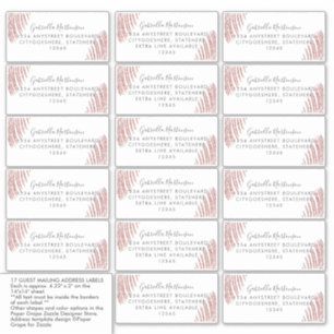 Gast Adresetiketten Roos Goud Roze Glitter Palm Sticker