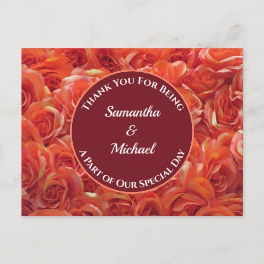 Gast Bedankt Sinaasappel Bloem Waardering Trouwdag Briefkaart (Voorkant)