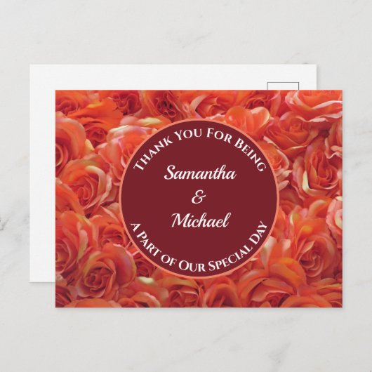 Gast Bedankt Sinaasappel Bloem Waardering Trouwen Briefkaart (Voorkant / Achterkant)