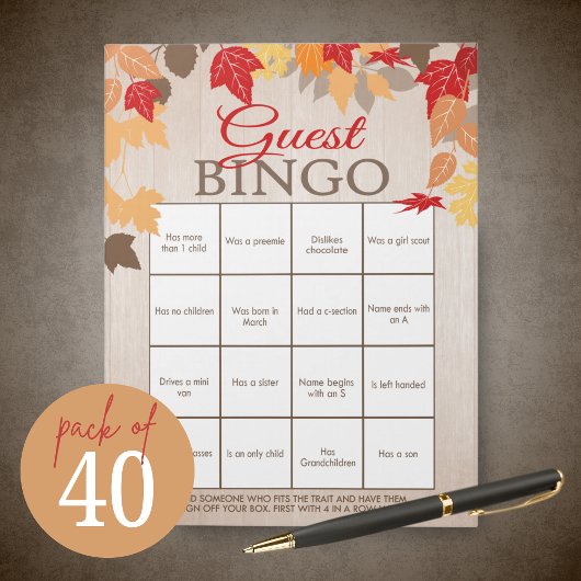Gast Bingo Herfst Douche Party Game Pack Notitieblok