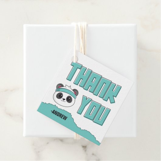 Gast Blauwgroen en Black Panda Verjaardag Dank u Bedankjes Labels (In situ)