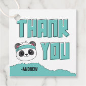 Gast Blauwgroen en Black Panda Verjaardag Dank u Bedankjes Labels (Voorkant)