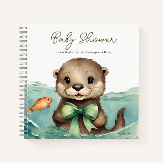 Gast cadeau lijst Baby Otter Baby shower Notitieboek (Voorkant)