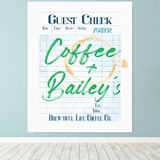 Gast Check Art Coffee Shop Drink Bestelbon Canvas Afdruk (Insitu (Houten vloer))