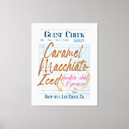 Gast Check Iced Coffee Receipt Caramel Macchiato Canvas Afdruk