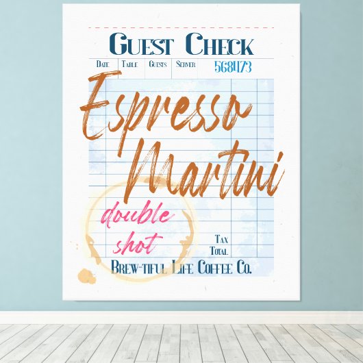 Gast Check Ontvangst Espresso Martini Double Shot Canvas Afdruk (Insitu (Houten vloer))