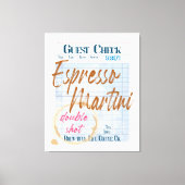 Gast Check Ontvangst Espresso Martini Double Shot Canvas Afdruk (Voorkant)