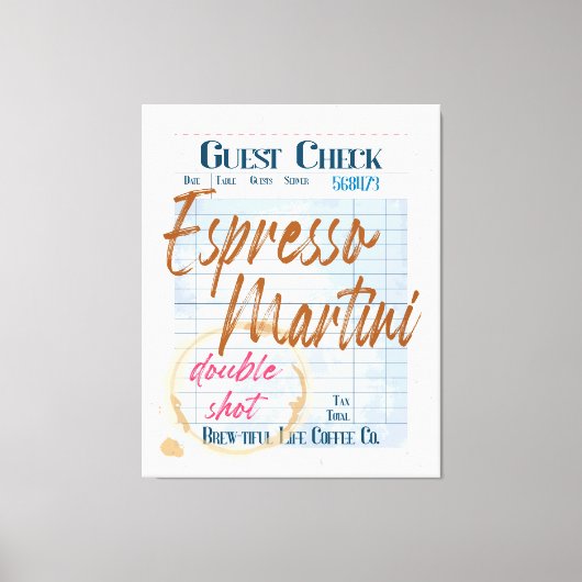 Gast Check Ontvangst Espresso Martini Double Shot Canvas Afdruk (Voorkant)