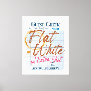 Gast Check Ontvangst Flat White Koffie Extra Shot Canvas Afdruk