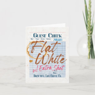 Gast Check Ontvangst Flat White Koffie Extra Shot Notitiekaartje
