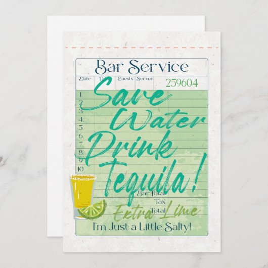 Gast Check Ontvangst Opslaan Water Drink Tequila S (Voorkant / Achterkant)