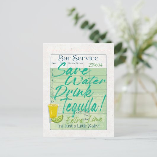 Gast Check Ontvangst Opslaan Water Drink Tequila S Briefkaart (Staand voorkant)