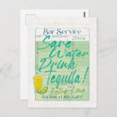 Gast Check Ontvangst Opslaan Water Drink Tequila S Briefkaart (Voorkant / Achterkant)