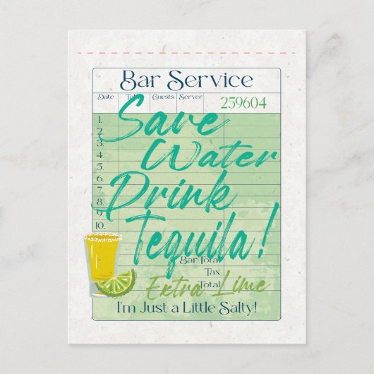 Gast Check Ontvangst Opslaan Water Drink Tequila S Briefkaart (Voorkant)