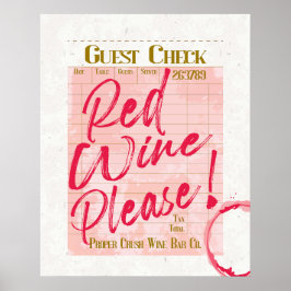 Gast Check Ontvangst Rode wijn Please Wine Bar Art Poster