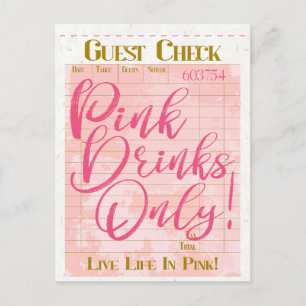 Gast Check Ontvangst Roze Drinken Preppy Vrouwelij Briefkaart
