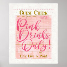 Gast Check Ontvangst Roze Drinken Preppy Vrouwelij