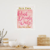 Gast Check Ontvangst Roze Drinken Preppy Vrouwelij Poster (Keuken)