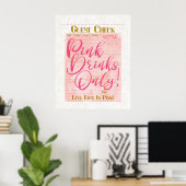 Gast Check Ontvangst Roze Drinken Preppy Vrouwelij Poster (Thuiskantoor)